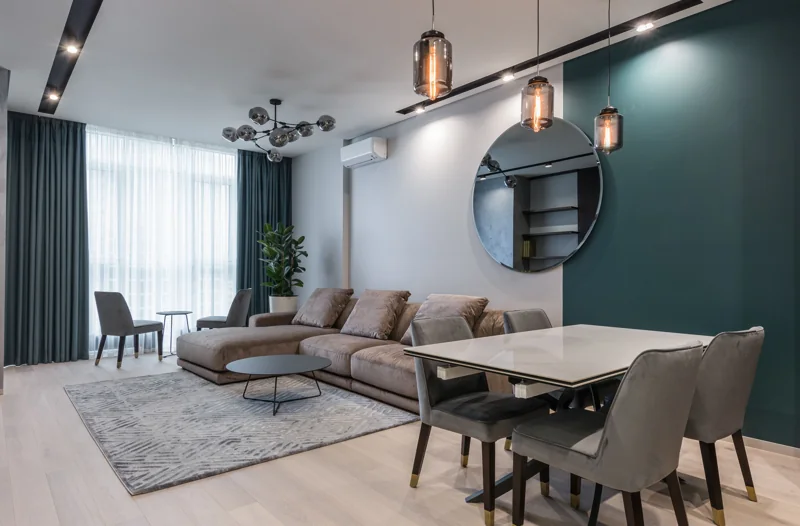 Editorial contemporary living room, not a property listing